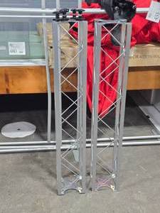 lot 493 image: Lot of (2) 4 Chrome Finish Metal Trusses with Hardware to connect