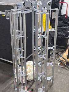 lot 492 image: Lot of (5) 4 Chrome Finish Metal Trusses with (2) Connectors and Hardware