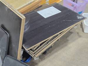 lot 528 image: Lot of (13) Ikea Komplement Dark Brown Woodgrain Finish Shelves with Hardware 22-516 x 38