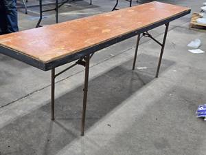 lot 535 image: Lot of (6) Wood Top  Metal Frame Foling Tables 710 x 18 x 30