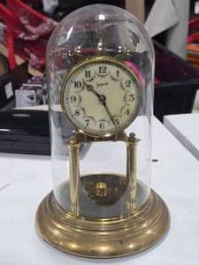 lot 558 image: John Wanalmaker 400 Day Anniversary Mantle Clock with Brass Base and Glass Cloche