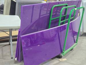 lot 513 image: Lot of (40) Acrylic Sheets 18 x 8x38 (x8), 8x22 (x27), 8x23 (x5) (purple)