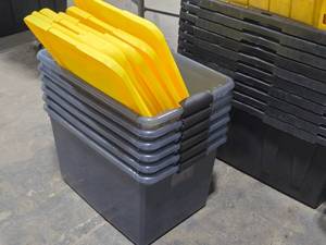 lot 616 image: Lot of (6) Sterilite 16-Gallon Latching Lid Storage Tote Bins