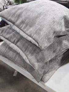 lot 651 image: Lot of (4) Granular Textured Corduroy Throw Pillow 18 x 18 (dark grey)
