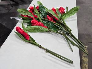 lot 585 image: Lot of (11) 40 Faux Red Ginger Flowers