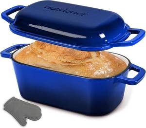 lot 16 image: NutriChef 10 Enameled Cast Iron Bread Pan with Lid