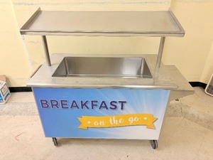 Stainless steel breakfast display cart on heavy duty castors