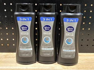 lot 25 image: Mens White Rain 3 in 1 Body Wash Shampoo