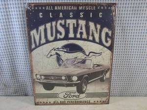 lot 28 image: (FS) Classic Mustang Tin Sign 16 x...
