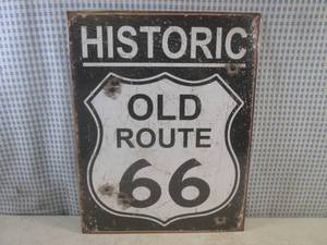 lot 32 image: (FS) Historic Old Route 66 Tin Sign...