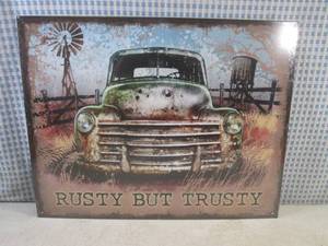 lot 38 image: (FS) Rusty But Trusty Tin Sign 16 ...