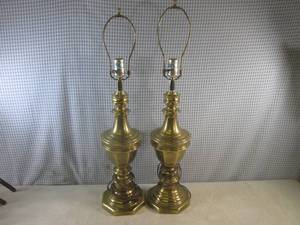 lot 49 image: (BS) 2 Brass Lamps - 28 Tall...