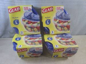 lot 92 image: (A-3) 4 - Glad 3-Pack Large Food Co...