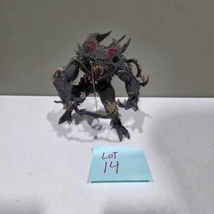 lot 14 image: Fantasy Demon  Dragon Creature Figurine  Detailed Monster Statue w Chain Accent  Lot 14