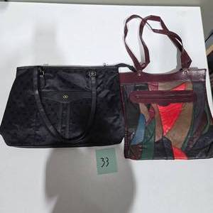 lot 33 image: 2 Clutch  Portfolio Bags  Patchwork Genuine Leather & Black Travel Organizer  Lot 33