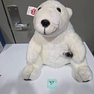 lot 37 image: Coca-Cola Polar Bear Plush Collectible with Bottle Accessory  Coca-Cola Brand  Lot 37