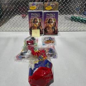 lot 75 image: Prince of Egypt VHS Sealed Kids Toys Aladdin McDonalds Happy Meal Figures Disney Lot
