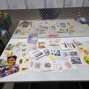 lot 77 image: Large Vintage Greeting Card Lot Birthday Sympathy Thank You Floral Art Cards Hallmark Style Assorted