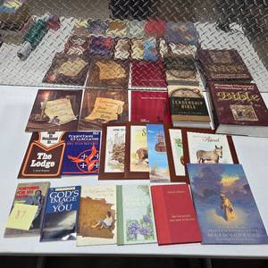 lot 87 image: Large Christian Book Lot Study Bibles Devotionals Mitch Albom Faith Religious Books