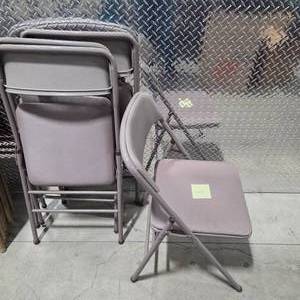 lot 103 image: Padded Folding Chair Lot Metal Frame Event Banquet Chairs Church Office Seating Stackable
