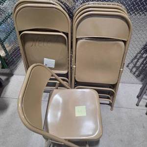 lot 104 image: Folding Chair Lot Metal Frame Event Chairs Party Seating Banquet Garage Shop Church Chairs