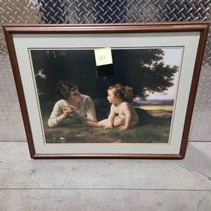 lot 107 image: Large Classical Mother Child Framed Art Print Romantic Victorian Style Wall Decor Traditional Artwork