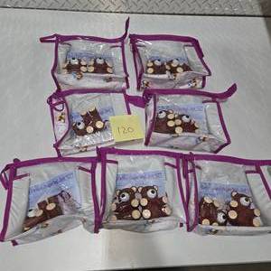 lot 120 image: NEW Deluxe Baby Diaper Bag Lot Teddy Bear Print Travel Bags Storage Nursery Organizer Set