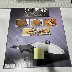 lot 133 image: NIAT Electric Injera Maker Crepe Pizza Pancake Pita Bread Maker Nonstick Griddle NEW In Box