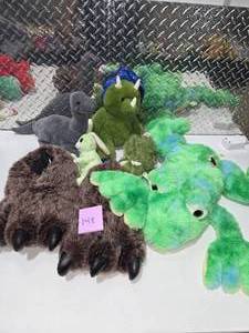 lot 148 image: Large Plush Toy Lot Dinosaur Dragon Slippers Stuffed Animals Kids Plush Bundle
