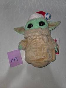 lot 149 image: Star Wars Grogu Baby Yoda Christmas Plush w Santa Hat Disney The Mandalorian
