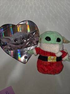 lot 150 image: Star Wars Grogu Baby Yoda Plush Santa Outfit  Mandalorian Valentine Tin Disney Lucasfilm Lot
