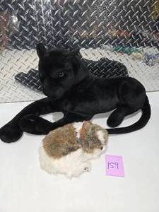 lot 159 image: Large Black Panther Plush Stuffed Animal w Dog Plush Toy Decor Display Lot
