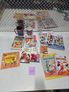 lot 160 image: Disney Sesame Street Kids Books VHS Coloring Activity Lot Mickey Pooh Bambi Elmo