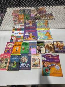 lot 172 image: Garfield Peanuts Old Yeller Nancy Drew Hidden Figures Kids Book Lot Hardcover