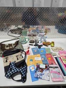 lot 194 image: Cat Lover Gift Lot Owl Mug Pet Harness Decor Keychains Accessories Bundle
