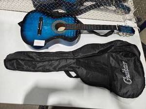 lot 195 image: Full Size Acoustic Guitar Blue Burst w Gig Bag Beginner Student Starter