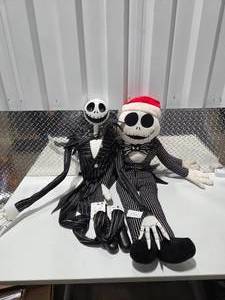 lot 196 image: Nightmare Before Christmas Jack Skellington Plush Set Santa Hat Disney