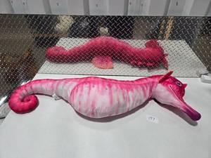 lot 197 image: Giant Pink Seahorse Plush Oversized Body Pillow Stuffed Animal 3 Ft