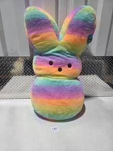 lot 199 image: NEW Peeps Giant Plush Bunny Rainbow Easter Decor Large Stuffed Animal NWT