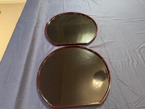 Decorative Half Moon Black Lacquer Trays 14 12 x 13