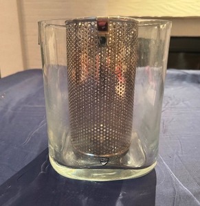 Orrefors Sweden Crystal Wine Chiller with Stainless Steel Insert.  Helena Model 7 x 7 x 8T