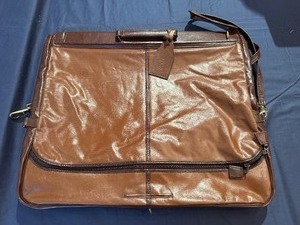 Vintage Brown Leather Garment Bag
