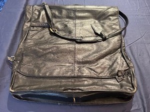 Vintage Black Leather Garment Bag