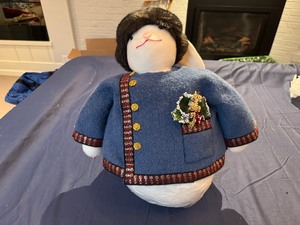 Handmade Plush Bunny with Weighted Bottom and Christmas Design