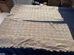 Beautiful Vintage Cream and Beige Hand Crotched Tablecloths (Cream - 60 x 114, Beige -  64 x 124