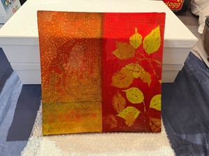 Prima Donna Decoupage Gold Leaf Designer Platter 14 Square