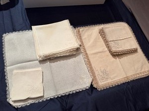 Decorative Vintage Embroidered Napkins 10 Cream, 12 Large White, 7 Small White