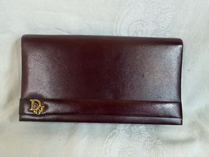 Christian Dior Maroon Leather ClutchPurse. In Very Good Condition.