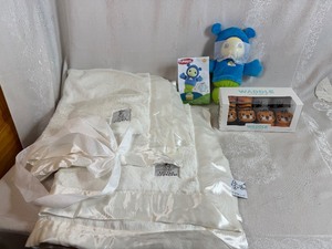 Two Little Giraffe Ultra Soft Baby Blankets (Unused), Glow Worm (unused), Waddle Rattle Socks New in Box