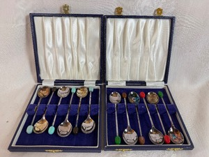 Two Vintage Sets of Demitasse Coffee Bean Spoons (EPNS) Circa 1900-1940s